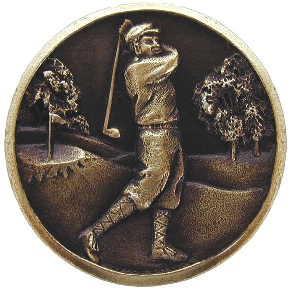 Notting Hill NHK-130-AB Gentleman Golfer Knob Antique Brass
